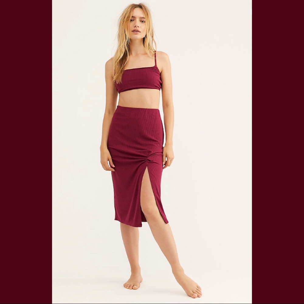Free People Golden Hour Burgundy Skirt Set - Picture 4 of 13